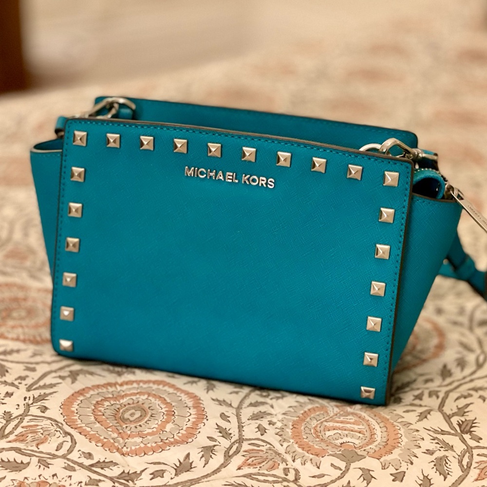 Michael Kors Turquoise Studded Crossbody Bag